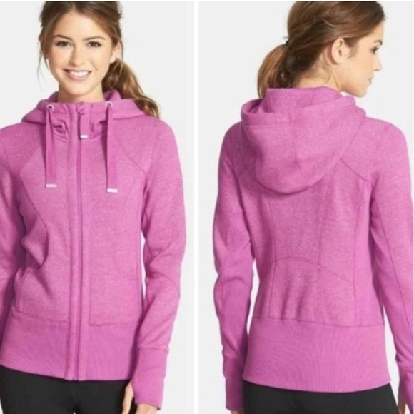 Zella Tops - Zella Moon Dust Hooded Zip Front Jacket Hoodie Pink/Purple, L
